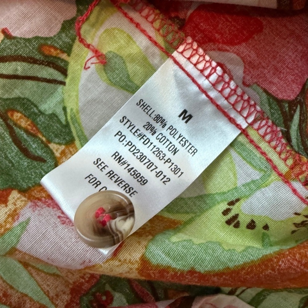 Dress Forum Maxi Shirt Dress Womens M Orange Green Tropical Resortwear Vacation - Picture 7 of 10
